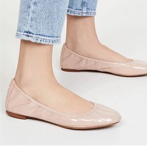Tory Burch Eddie Patent Leather Ballet Flats in Goan Pink Sand (Nude blush)